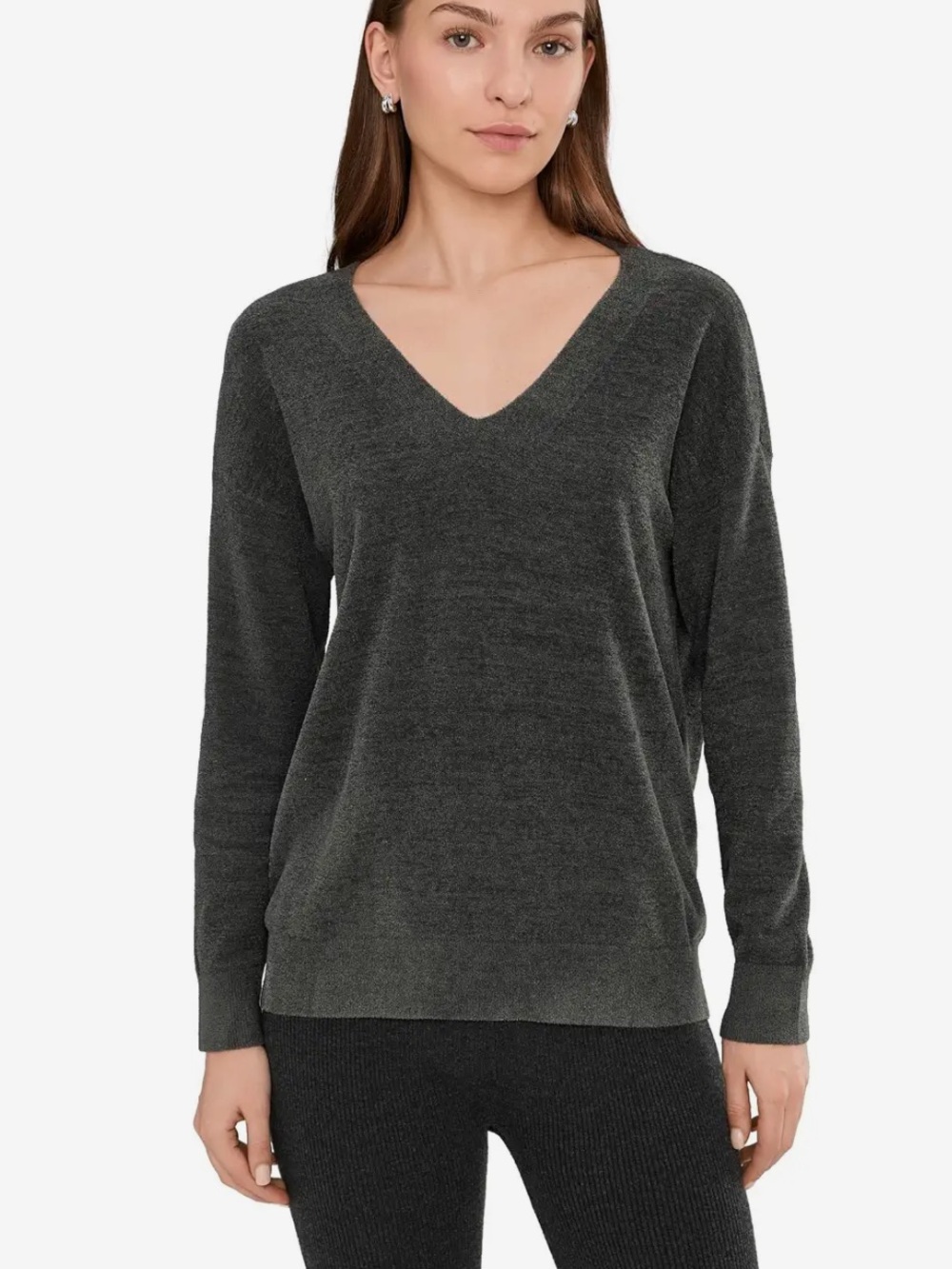 Barefoot Dreams Cozychic Ultra Lite V-Neck Pullover Top in Carbon Women’s SP